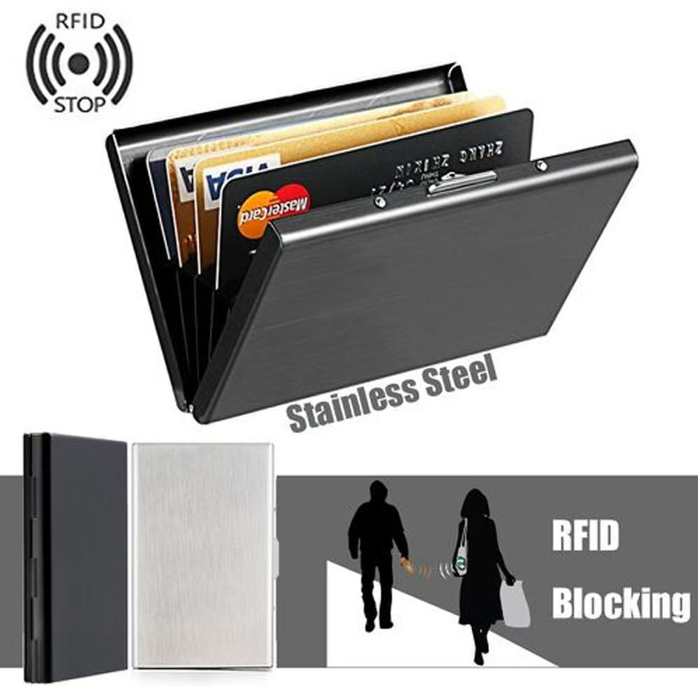 Slim Card Slot Case - حافظة بطاقات RFID نحيفة من الفولاذ