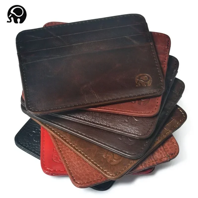 Slim Card Slot Case - جديد رقيقة جلد طبيعي محفظة صغيرة