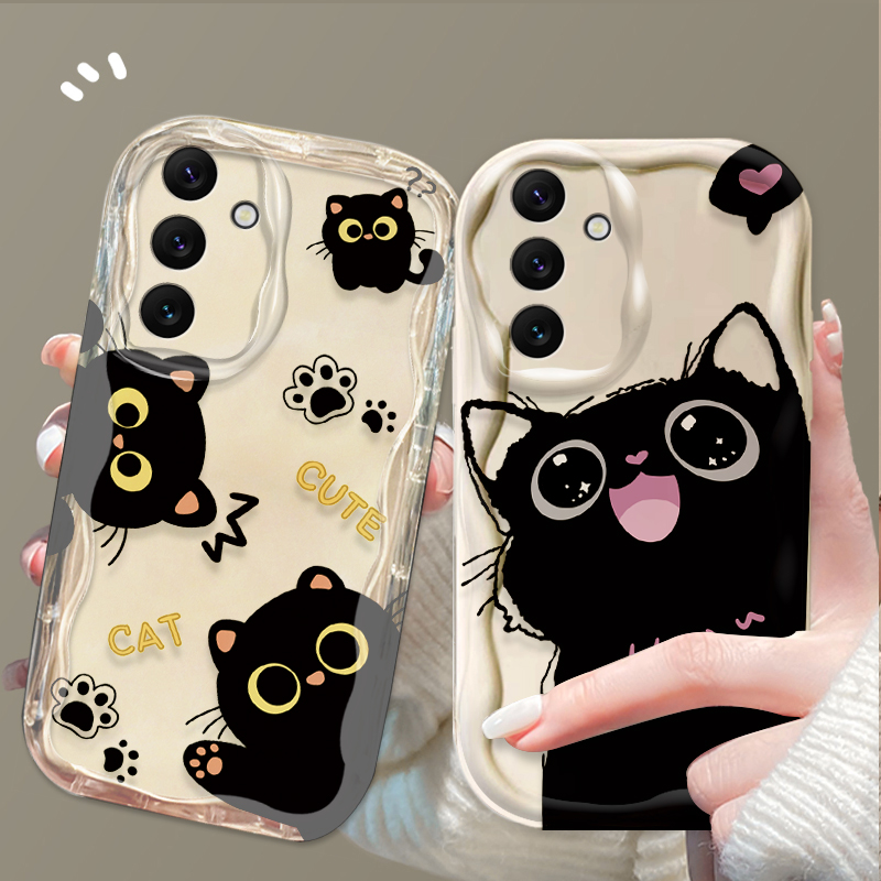Phone Cases For Samsung Galaxy - لطيف عيون كبيرة القط الأسود حقيبة