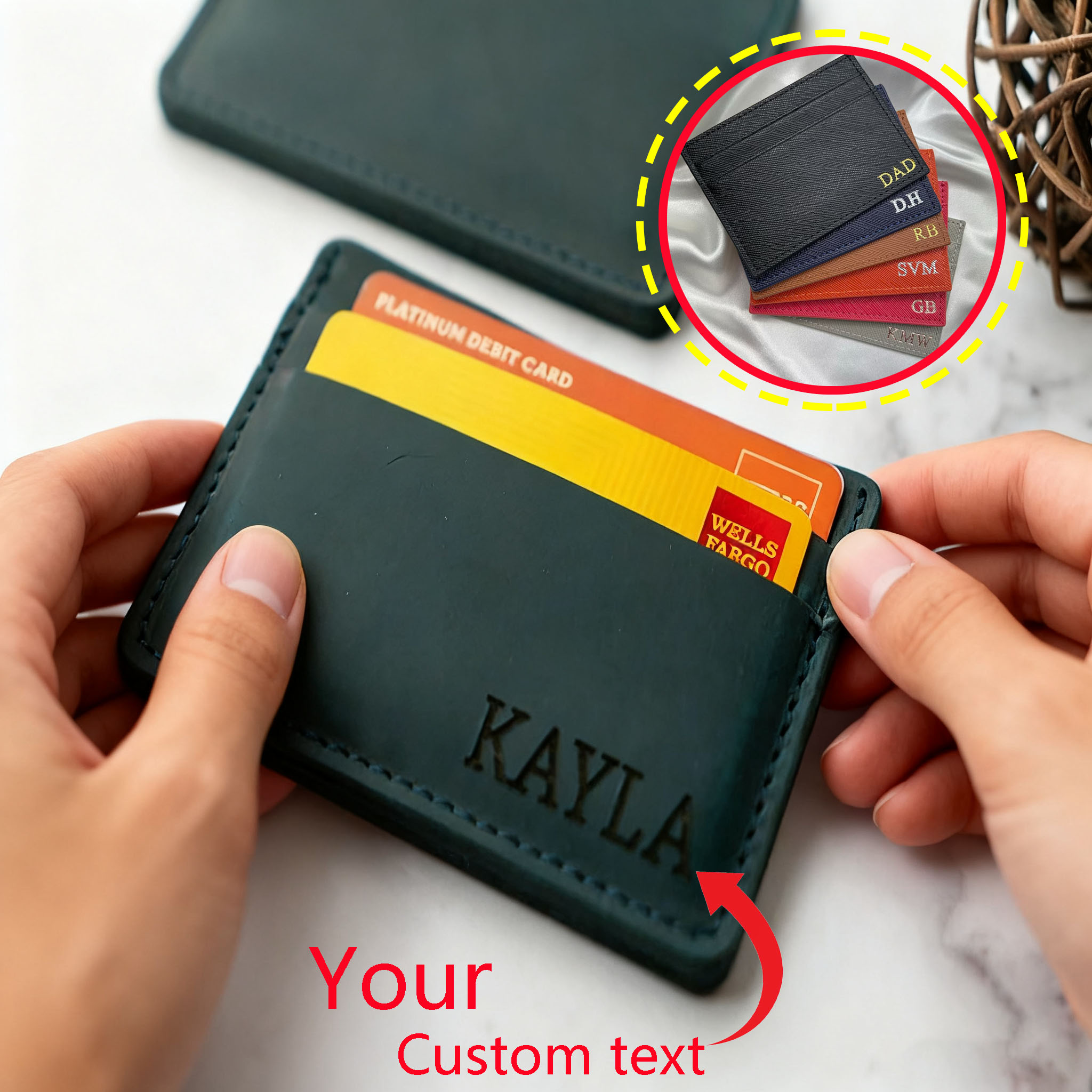 Slim Card Slot Case - مخصص الراقية حامل بطاقة الهوية الجلدية